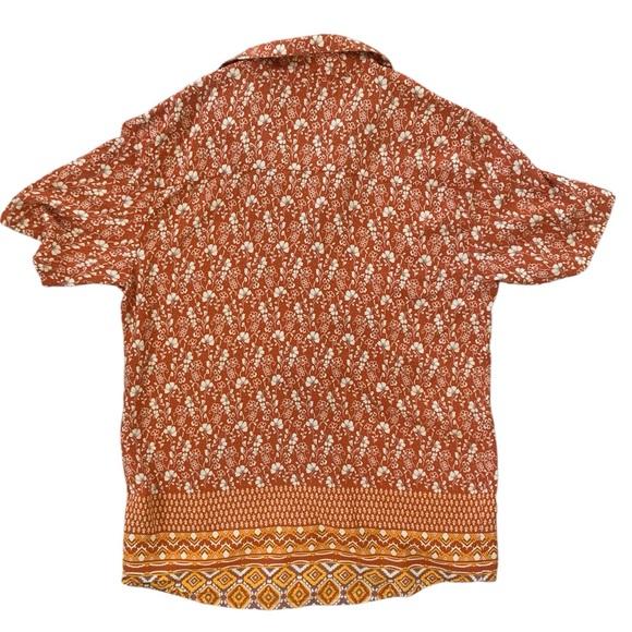 Earthbound Trading Co Boho Floral Border Print Camp Shirt Medium Festival Beach - Picture 4 of 7